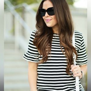 NWT JCREW striped ruffle sleeve top.